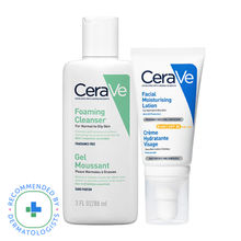 CeraVe Facewash & AM Moisturizing Lotion with SPF 30 Combo - Morning Routine for Oily Skin