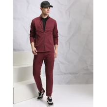 HIGHLANDER Men Maroon High Neck Full Sleeves Co-Ord (Set of 2)