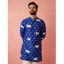 Vastramay Digital Print Kurta Set with Animal Floral Design for Men