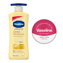 Vaseline Deep Moisture Lotion With Rosy Lip Tin For Moisturized Skin & Sheer Pink Tint