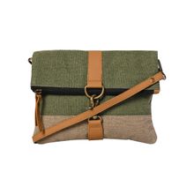 Mona B Women Green Finley Canvas Recycled Sling Bag