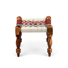 Ikiriya HaSheesham Wood 2 Seater Maachi Bench with 2 Stools in Assorted Multi-Colour Chindi Canning (1 Year Warranty)