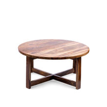 Ikiriya Nashville Coffee Table with 4 Stools in Teak Finish & Grey Bird Print Kantha Cushions