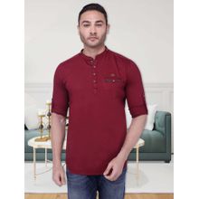 KUONS AVENUE Men's Maroon Cotton Short Kurta