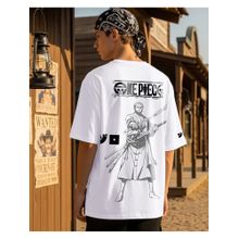 Bewakoof Men White Pirate Hunter Zoro Oversized T-Shirt