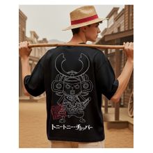 Bewakoof Official One Piece Men's Jet Black Chopper Sensei Graphic Printed Oversized T-shirt