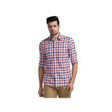 ColorPlus Tailored Fit Checkered Dark Red Shirt