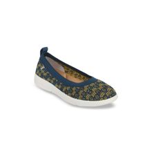 Carlton London Textile Woven Navy Blue Ballerinas