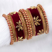 Peora Velvet Chura Chuda Bangle Set For Women (size ( 2.6) (PF51B44M)