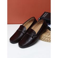 Teakwood Mens Brown Textured Geniune Leather Formal Loafer