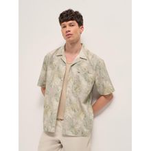 THE BEAR HOUSE Men's Beige Oversized Fit Floral Shirt
