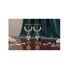 BEAUTY SPOT JEWELLERY The Emerald Kundan and Pearl Beaded Drop Earrings