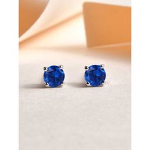 925 Silver 0.5 Carat Round Blue Sapphire Stud Earring For Women & Girls