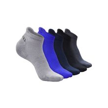 Heelium Bamboo Ankle Socks-FreeSize UK7-11,5 Pairs,LGrey,RBlue,NBlue,Black,DGrey (Pack of 5)