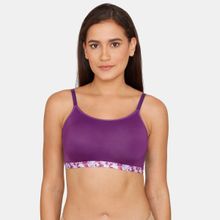 Zivame Pixel Play Double Layered Non-Wired 3-4th Coverage Bralette Bra - Imperial Purple