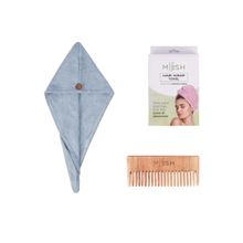Mush Grey Bamboo Hair Towel Wrap & Comb