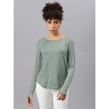 Fitkin Women Green Round Neck Back Laser Cut T-Shirt