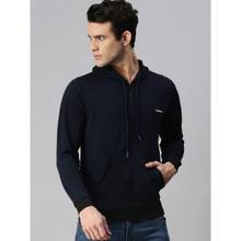 TOM BURG Men Navy Blue Solid Hoodie