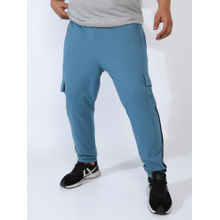 Instafab Plus Mens Sky Blue Utility Cargo Trackpants