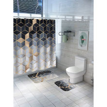 UMAI Multicolour Curtain Set - 2 Bathmat & 1 Curtain (Set of 3)