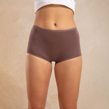 Cotton Mid Rise Boyshort with Full Rear Coverage-NYP082 Deep Taupe