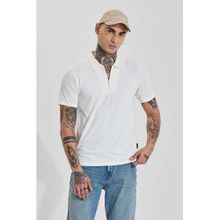 Snitch Light Ivory Solid/Plain Half Sleeves Slim Casual Polo T-Shirt for Men