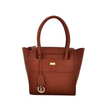 Yelloe Tan Color Hand Bag With Big Size Zip Compartments Brown Hand Held Bag