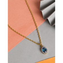 CLARA 925 Silver Gold Rhodium Plated Swiss Zirconia Blue Pendant Chain Necklace for Women