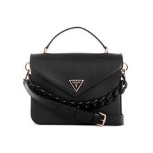 Guess Polyurethane Black Solid Women Corina Top Handle Flap Messenger Bag