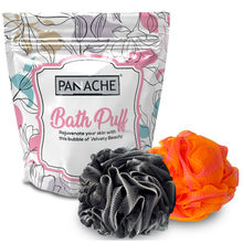 Panache Premium Soft Bath Loofah Sponge Scrubber For Men & Women ( Pack of 2) (Black & Orange)