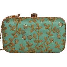 Parizaat By Shadab Khan Turquoise Blue Embellished Handmade Clutch