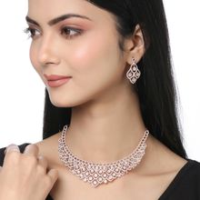 Yellow Chimes White AD-Studded Rose Gold-Plated Jewellery Set