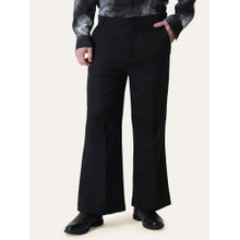 Perch Black Solid Bell Bottom Trouser