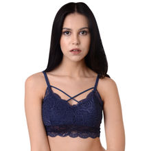 Da Intimo Navy Blue Solid Non-Wired Lightly Padded Bralette