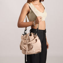 MIXT by Nykaa Fashion Beige Solid Drawstring Handbag