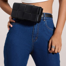 MIXT by Nykaa Fashion Black Solid Woven Rectangular Belt Bag