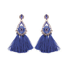 Femnmas Blue Stone Thread Tassel Gypsy Collection Earrings