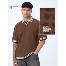 The Souled Store Oversized: Russet Mens Oversized Polo T-Shirt