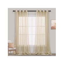 House of Quirk Beige Sheer Curtains Light Filtering Semi Sheer Voile Boho Curtain Panels