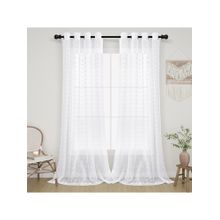 House of Quirk White Sheer Curtains Light Filtering Semi Sheer Voile Boho Curtain Panels