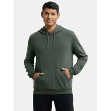 Jockey UM54 Men Super Combed Cotton Rich French Terry Hoodie Sweatshirt - Deep Olive