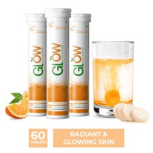 GlowGlutathione 2 In 1 L-glutathione Tablets - Orange Flavour - Pack of 3