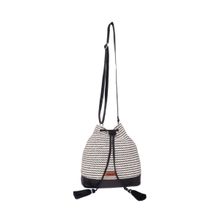 Astrid Black And White Striped Bucket Bag