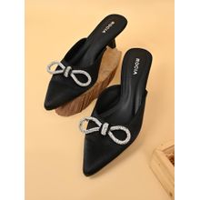 ROCIA Black Women Mules Heels