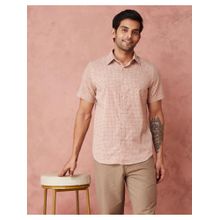 Fabindia Rust Orange Cotton Printed Slim Fit Regular Shirt