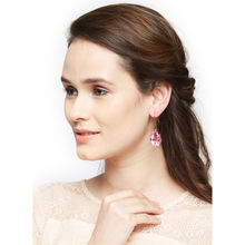 AccessHer Gold-Toned & Pink Oval Drop Earrings