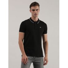 Lee Mens Solid Black Polo T-Shirt (Slim)
