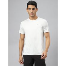 Alcis Mens White Anti-static Soft-touch Slim-fit Sports For All Round Neck T-shirt
