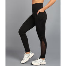 Rock Paper Scissors Mesh Panel Black Solid Gym Tights