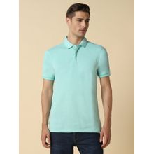 Allen Solly Men Turquoise Solid Polo Neck T-Shirt